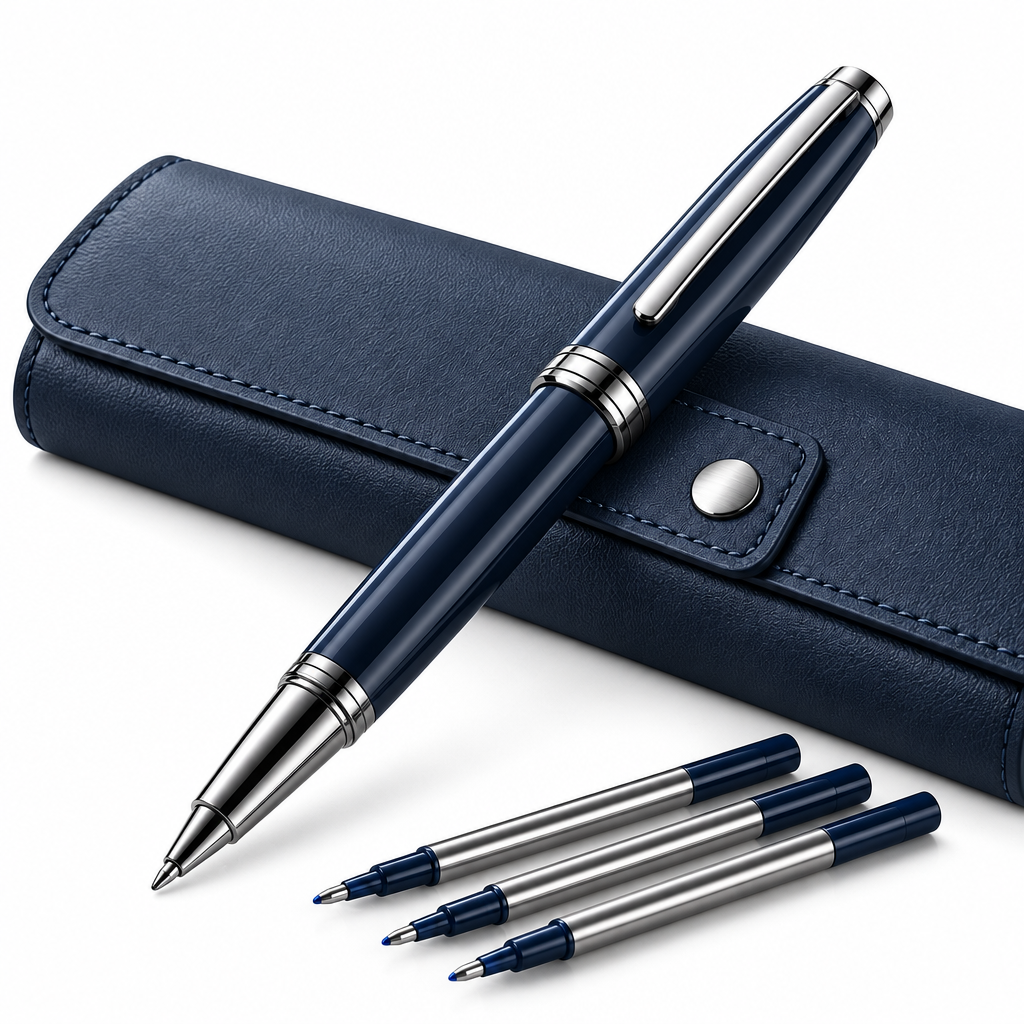 OtbanFaw™ Executive Rollerball Pen Set – Luxury Navy Writing Collection