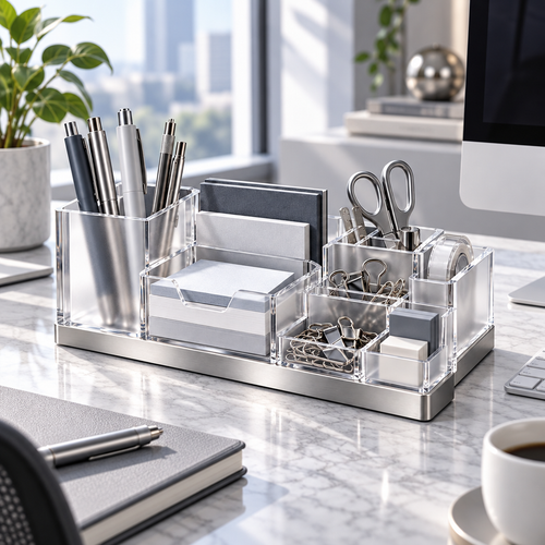 OtbanFaw™ Acrylic Desk Organizer Set – Clear Office Storage System