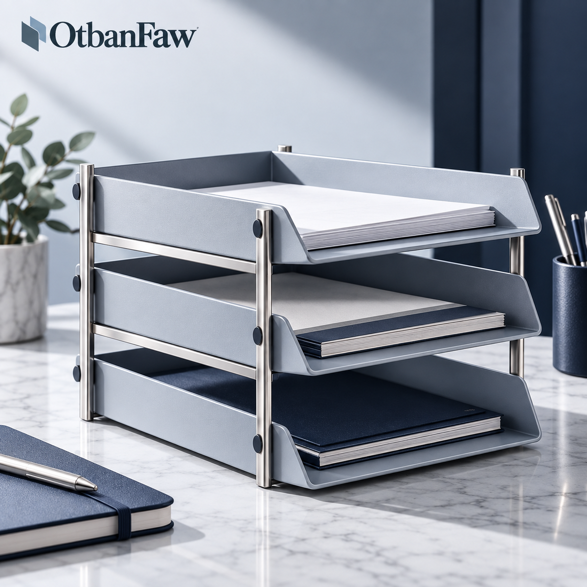 OtbanFaw™ Multi-Level Document Tray – Minimal Office Paper Organizer