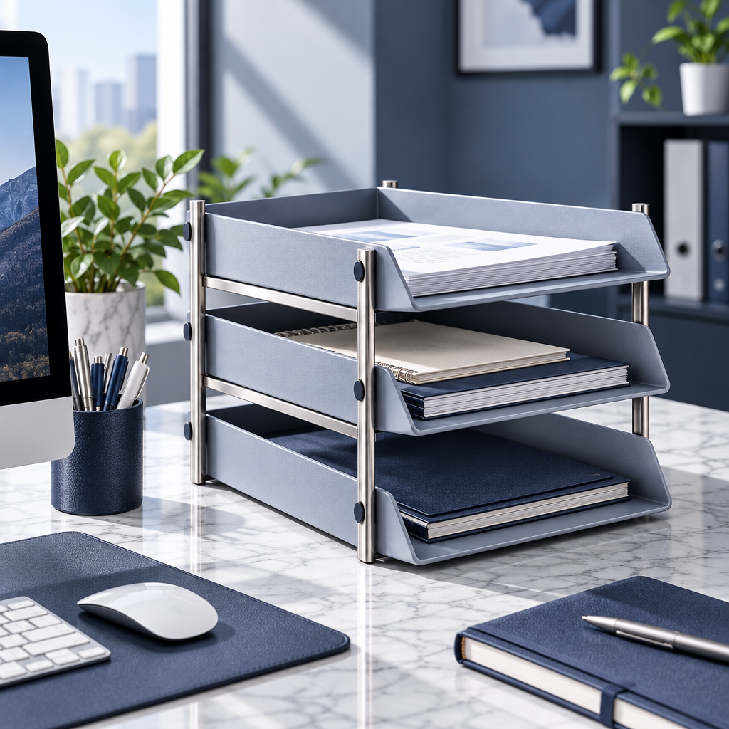 OtbanFaw™ Multi-Level Document Tray – Minimal Office Paper Organizer