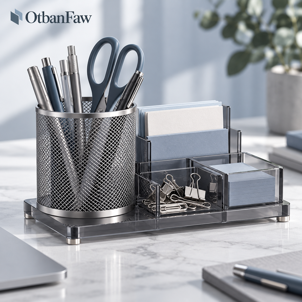 OtbanFaw™ Transparent Acrylic Desktop Organizer – Premium Office Accessory