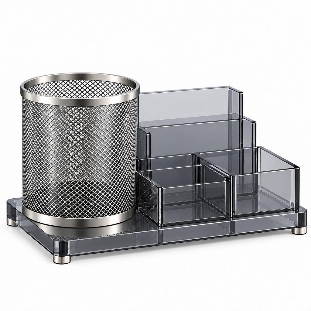 OtbanFaw™ Transparent Acrylic Desktop Organizer – Premium Office Accessory